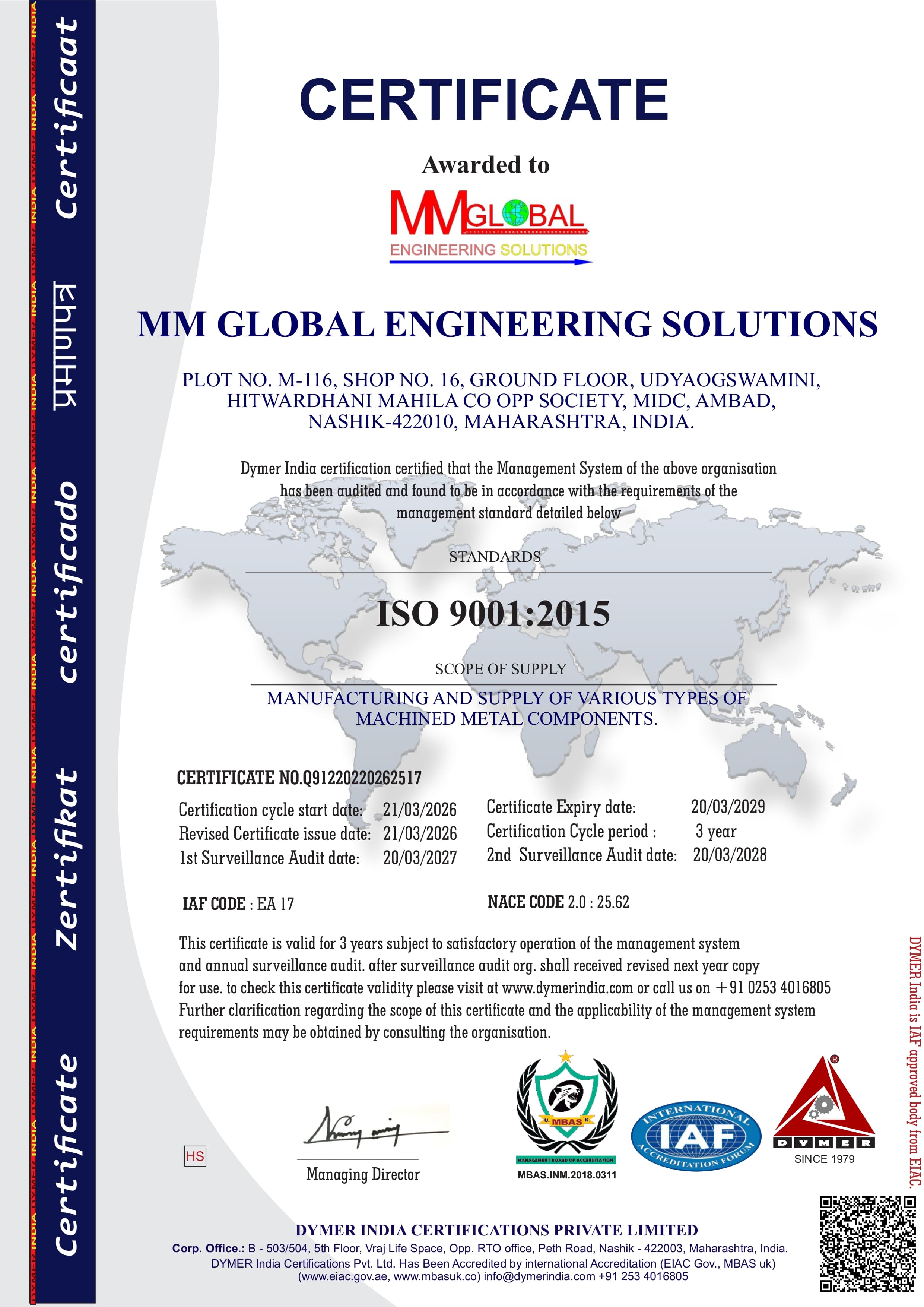 ISO 9001:2015 Certificate
